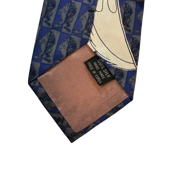 Looney Tunes By Balancine Tasmanian Devil Taz Yelling Blue White Cartoon Necktie - Picture 7 of 7